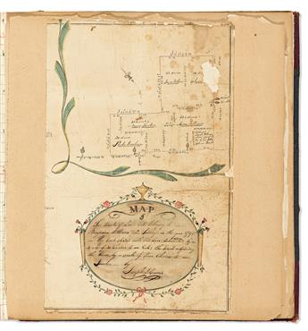 (MANUSCRIPT MAPS.) Album of approximately 20 eighteenth-century hand-drawn surveys of properties in Union County, New Jersey.